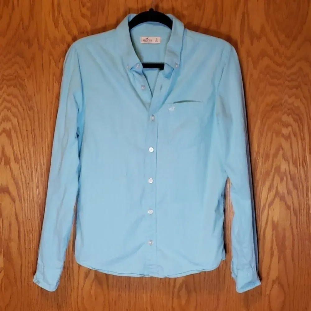 Men's Aqua Hollister Button Down Shirt - Picture 1 of 7